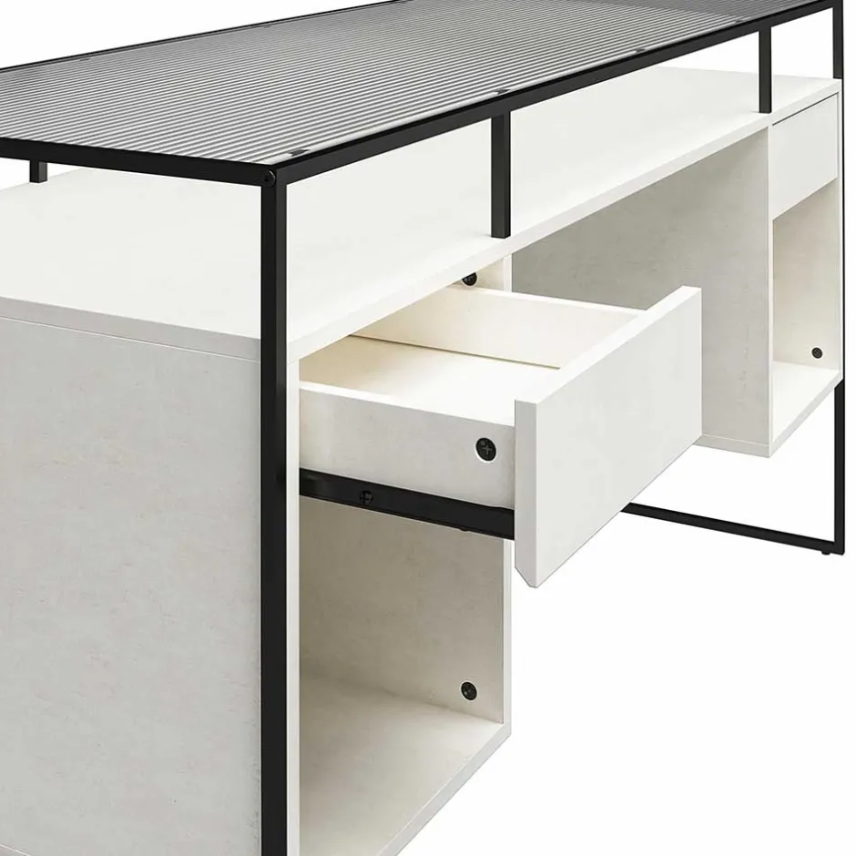 Kinder Wohnen Glas Schreibtisch mit Rillen Strukturglasplatte - Corners