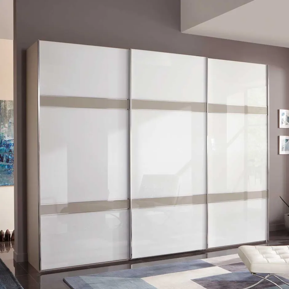 Glas Schwebetüren Schrank in Weiß & Grau - Pruducia^Wohnen Hot