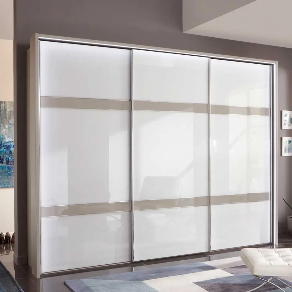 Glas Schwebetüren Schrank in Weiß & Grau - Pruducia^Wohnen Hot