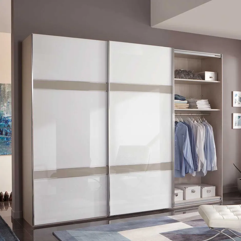 Glas Schwebetüren Schrank in Weiß & Grau - Pruducia^Wohnen Hot