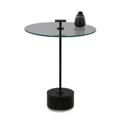 Glas-Beistelltisch mit Säulenfuß - Mezera^Wohnen Clearance