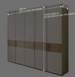Wohnen Glasfront Kleiderschrank in Beige & Eiche - Emdsiva