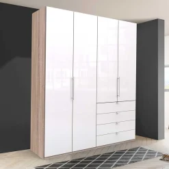 Wohnen Glasfront Kombi-Kleiderschrank in Weiß - Bosays