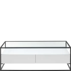 Wohnen Glas-Sofatisch mit zwei Schubladen und Ablage - Nastoria