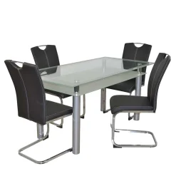 Wohnen Glastisch & Freischwinger Stühle - Zaparony (fünfteilig)