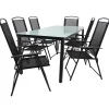 Wohnen Glastisch & Klappstühle wetterfest - Cretania (siebenteilig)