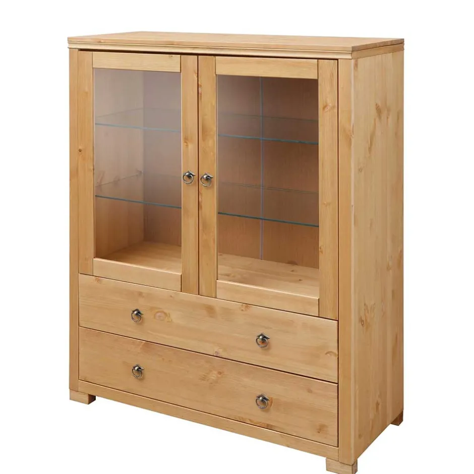 Glastüren Highboard in Natur geölt - Vinidad^Wohnen