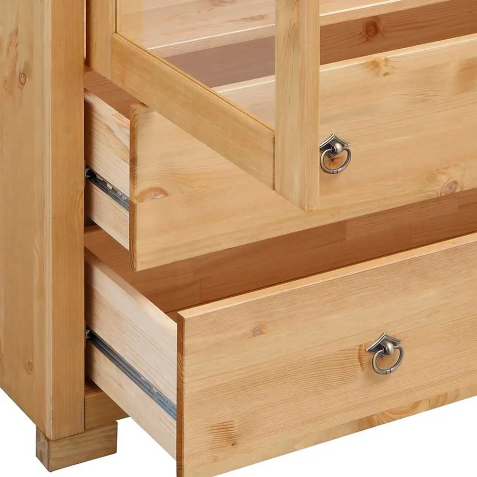 Glastüren Highboard in Natur geölt - Vinidad^Wohnen