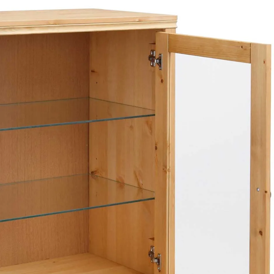 Glastüren Highboard in Natur geölt - Vinidad^Wohnen