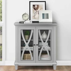 Wohnen Glastüren-Kommode im Vintage Look - Dikono