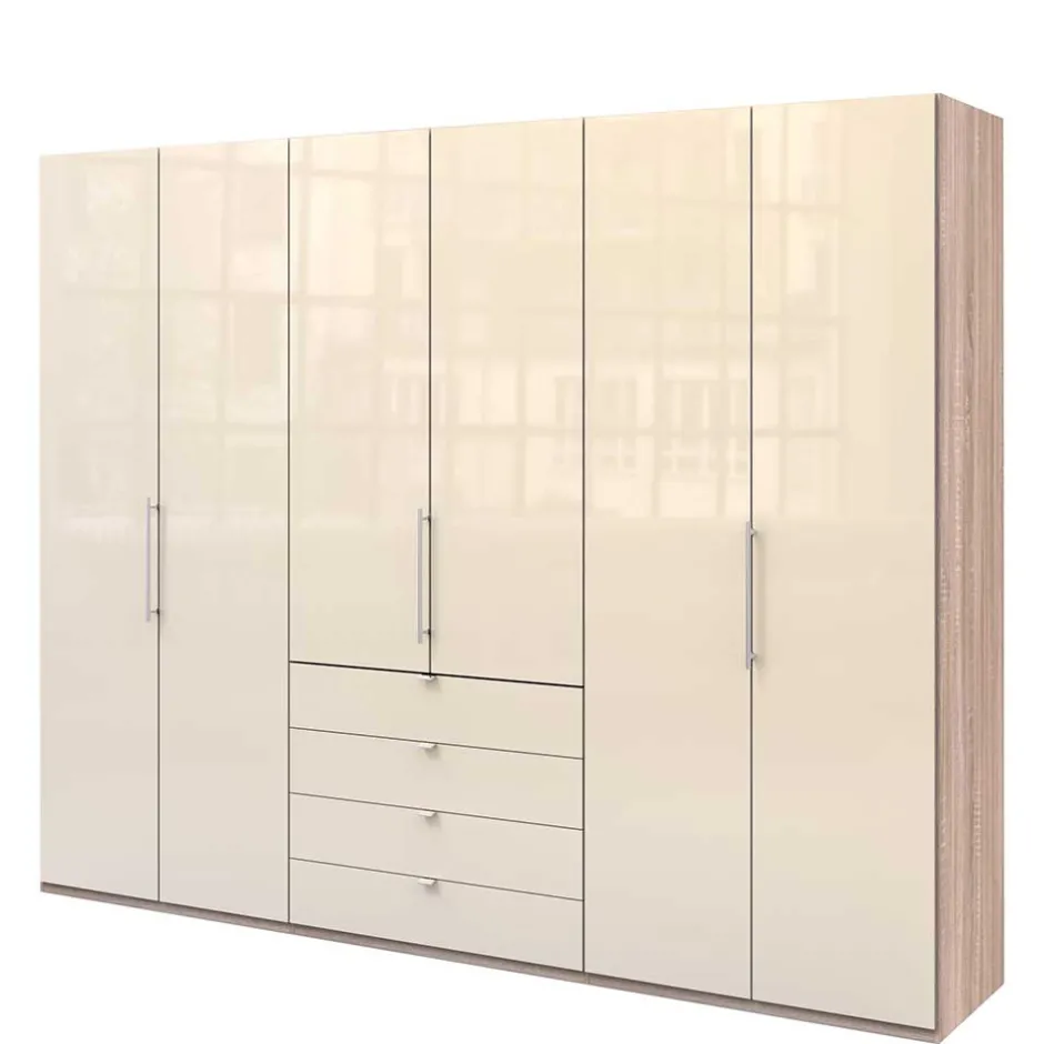 Gleittüren Kleiderschrank in Creme Glasfront - Rativian^Wohnen Sale