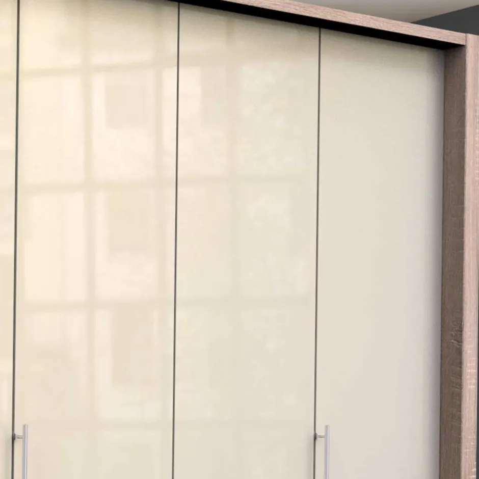 Gleittüren Kleiderschrank in Creme Glasfront - Rativian^Wohnen Sale