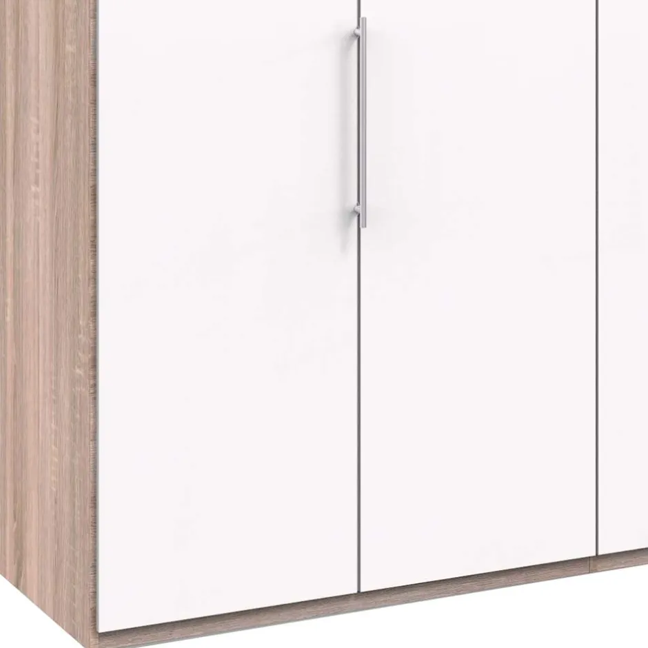 Wohnen Gleittürenschrank in Weiß & Eiche sägerau - Vaclyn
