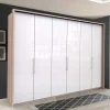 Wohnen Gleittüren-Schrank mit Glasfront in Weiß - Bosays