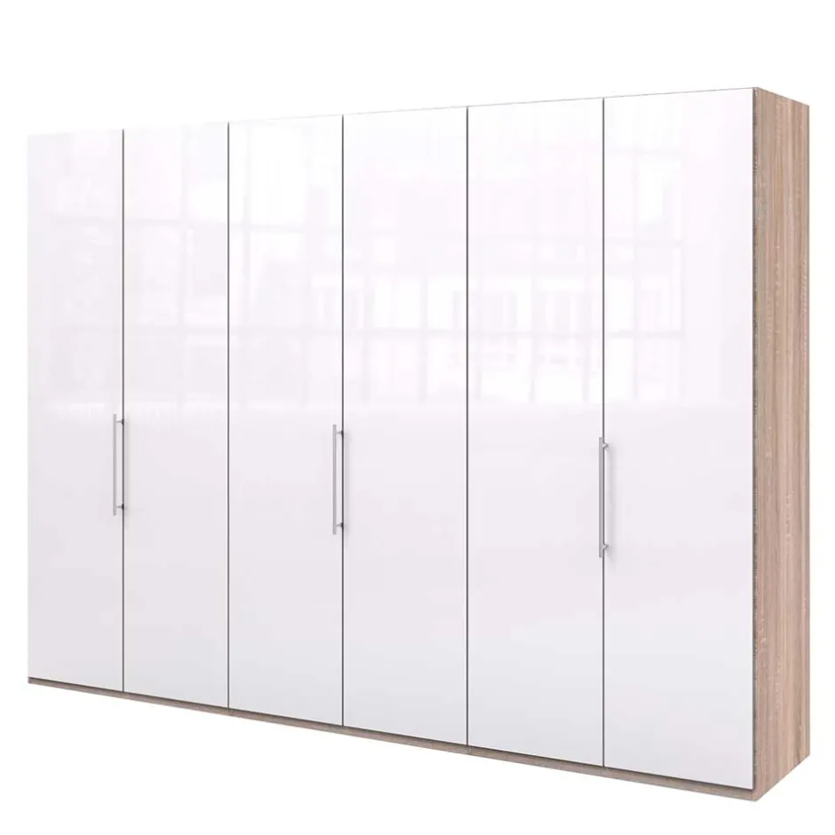 Wohnen Gleittüren-Schrank mit Glasfront in Weiß - Bosays