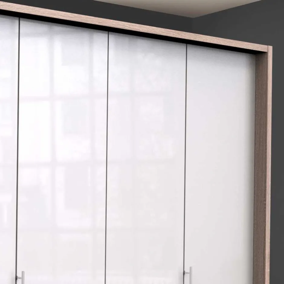 Wohnen Gleittüren-Schrank mit Glasfront in Weiß - Bosays