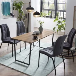 Wohnen Günstiger Esstisch & 4 Polsterstühle - Luke (fünfteilig)