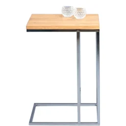 Günstiger Telefontisch mit Wildeiche massiv Kalimba & Gestell Chrom^Wohnen Best