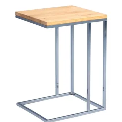 Günstiger Telefontisch mit Wildeiche massiv Kalimba & Gestell Chrom^Wohnen Best