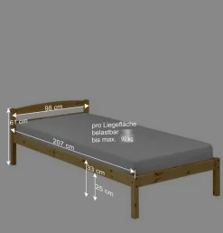 Günstiges Holzbett aus Fichte Massivholz - Niels^Wohnen Sale