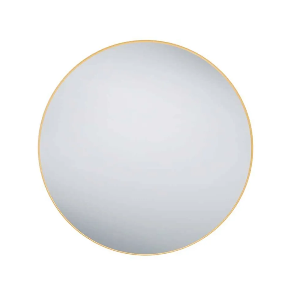 Wohnen Goldfarbener Wandspiegel in Rund 80 cm - Zeanno