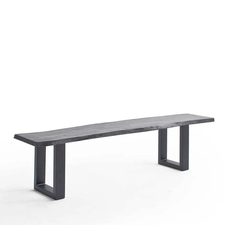 Wohnen Graue Baumkanten Küchenbank aus Akazie - Joella