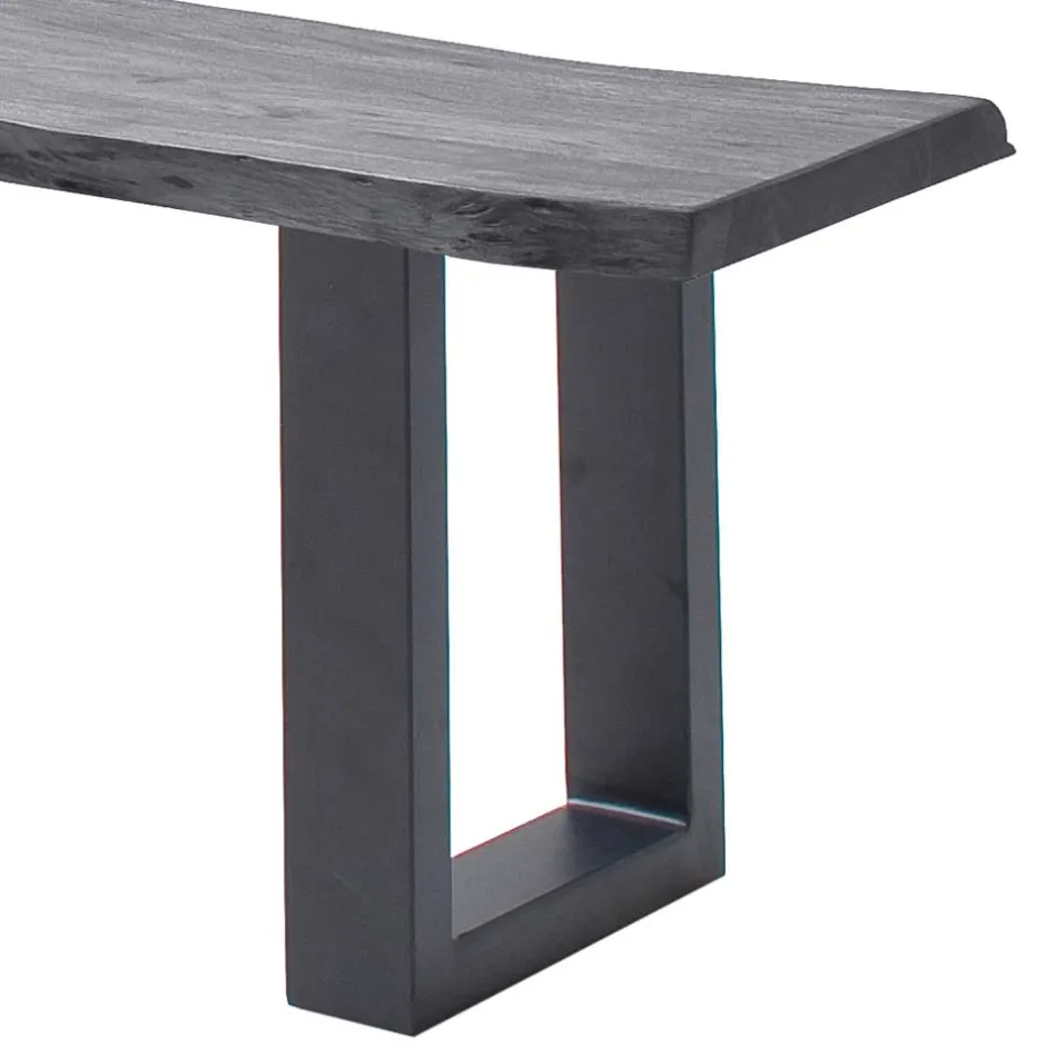 Wohnen Graue Baumkanten Küchenbank aus Akazie - Joella