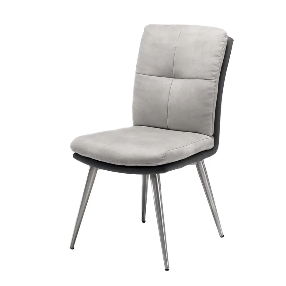 Graue Esszimmerstühle Casalin mit Edelstahl Gestell (2er Set)^Wohnen Outlet