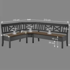 Graue Holz Eckbank Jytte mit Truhe^Wohnen Clearance