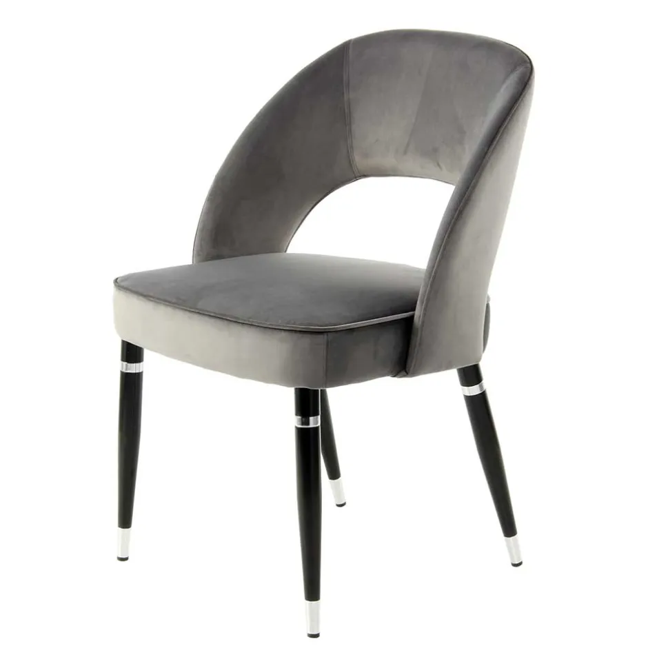 Wohnen Graue Samtstühle mit Eisenbeinen - Viarolia (2er Set)