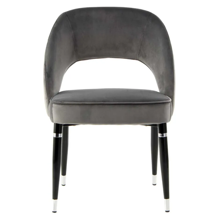 Wohnen Graue Samtstühle mit Eisenbeinen - Viarolia (2er Set)