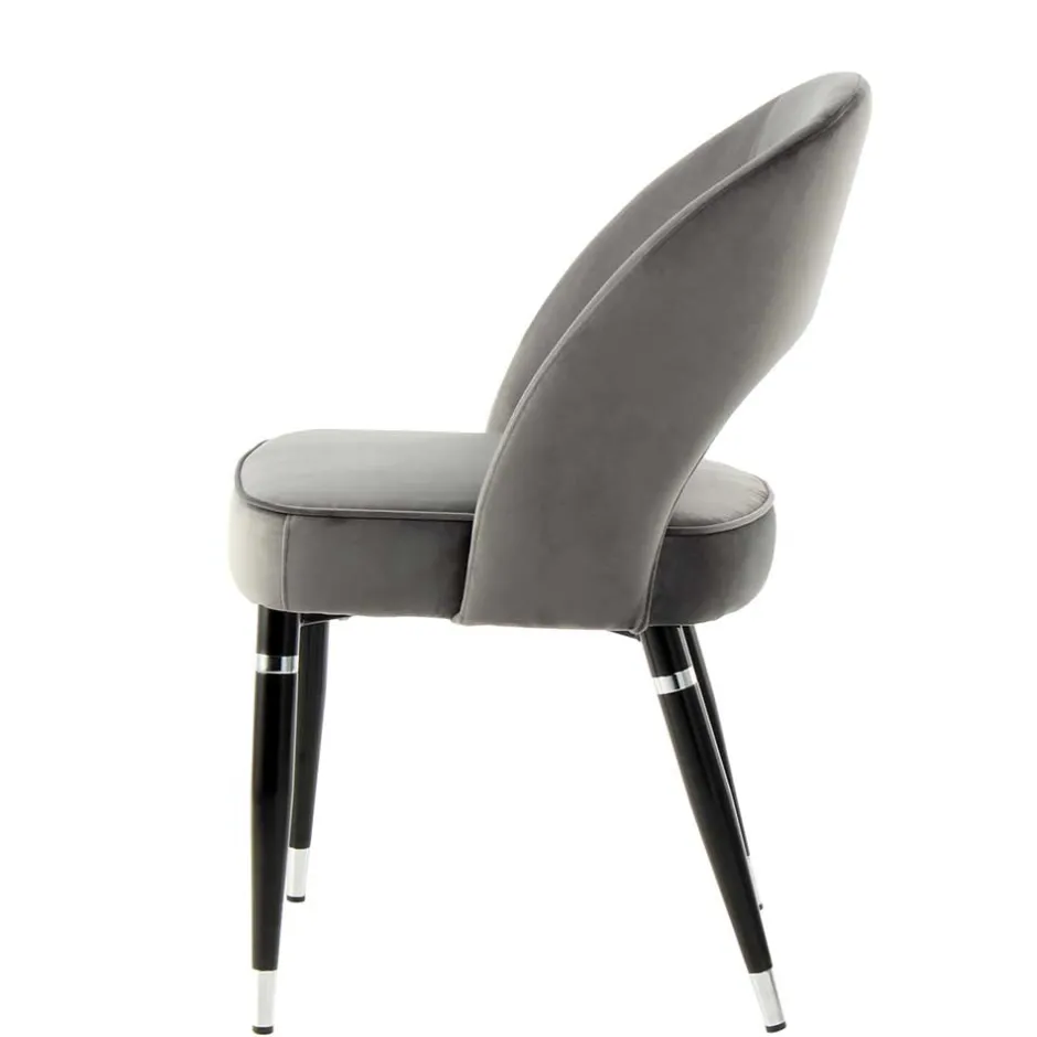 Wohnen Graue Samtstühle mit Eisenbeinen - Viarolia (2er Set)