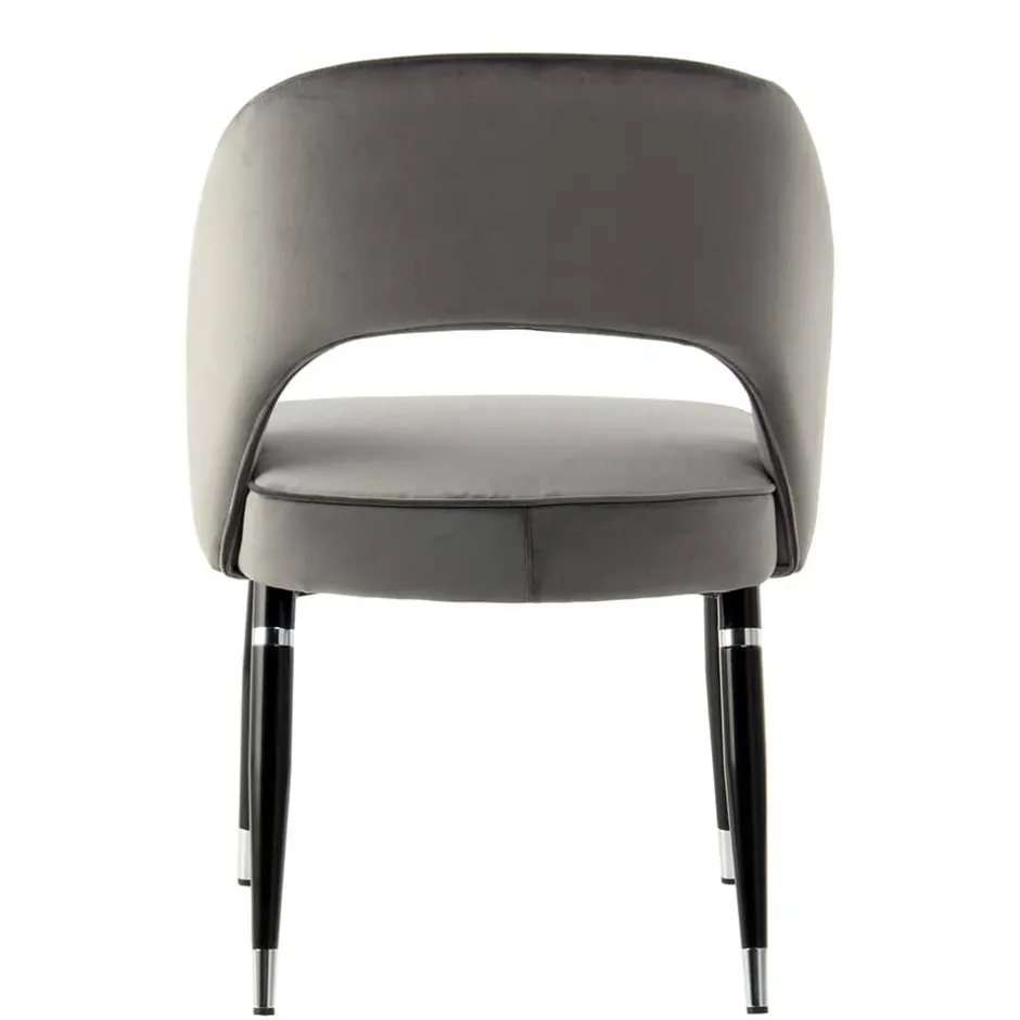 Wohnen Graue Samtstühle mit Eisenbeinen - Viarolia (2er Set)