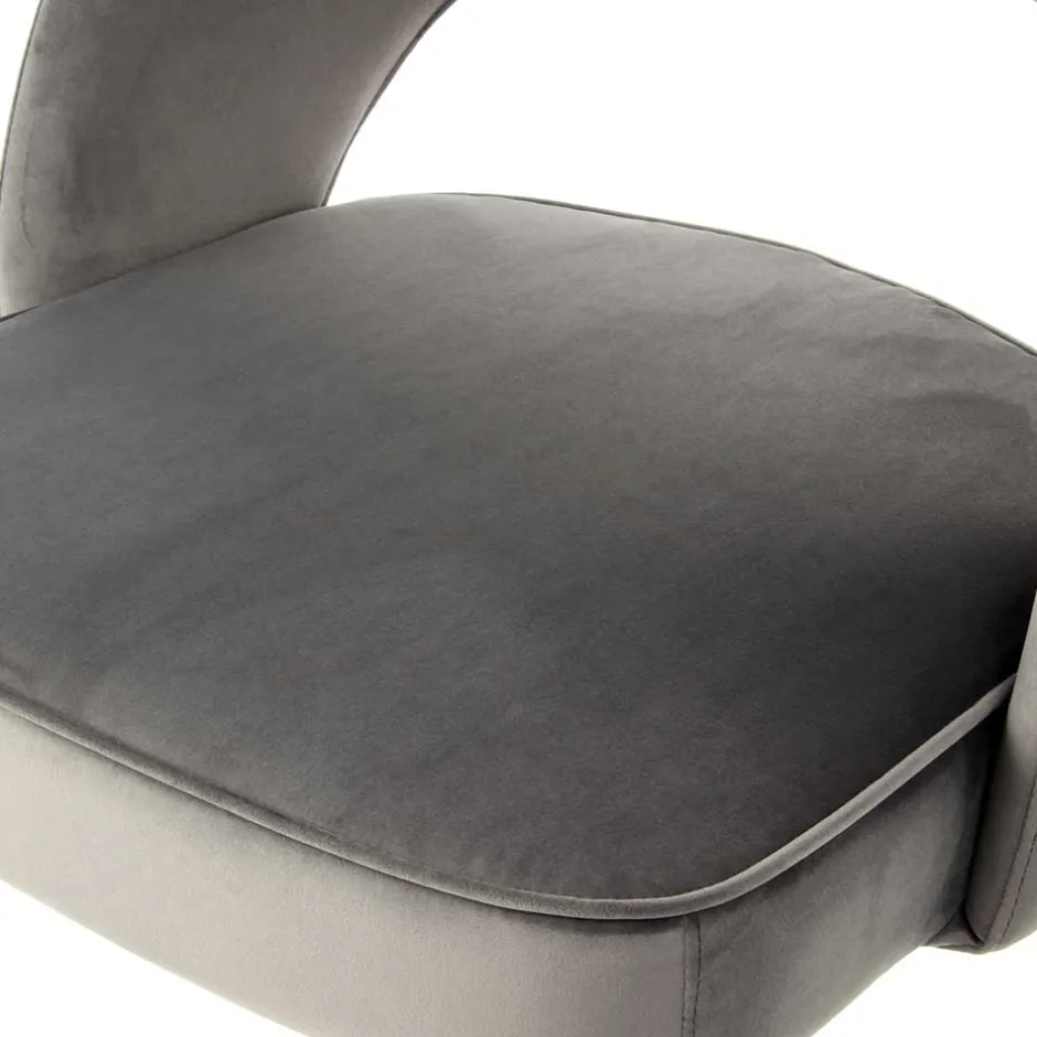 Wohnen Graue Samtstühle mit Eisenbeinen - Viarolia (2er Set)