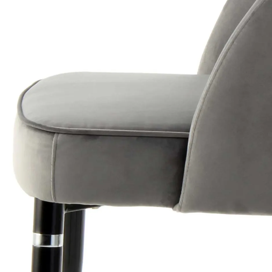 Wohnen Graue Samtstühle mit Eisenbeinen - Viarolia (2er Set)