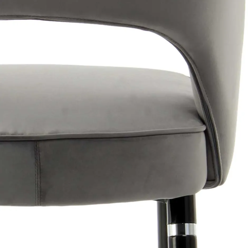 Wohnen Graue Samtstühle mit Eisenbeinen - Viarolia (2er Set)