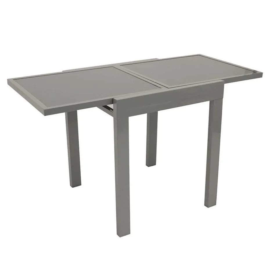 Wohnen Grauer Balkontisch Quinn aus Glas & Alu