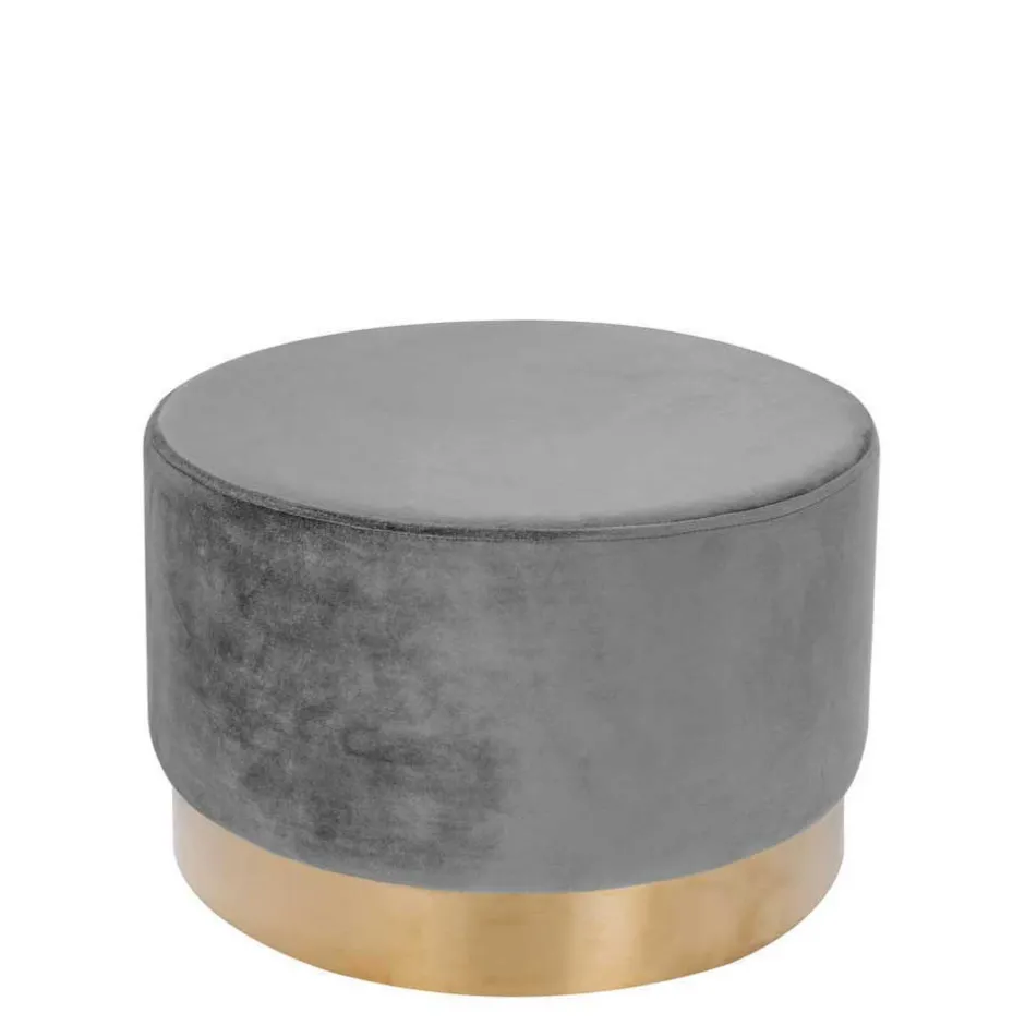 Grauer Hocker mit 55 cm Durchmesser - Marina^Wohnen