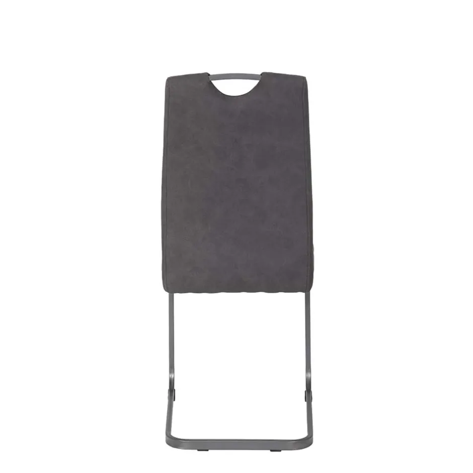 Wohnen Grauer Microfaser Stuhl mit Schwingfuß - Racelyn (Set)