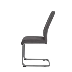 Wohnen Grauer Microfaser Stuhl mit Schwingfuß - Racelyn (Set)