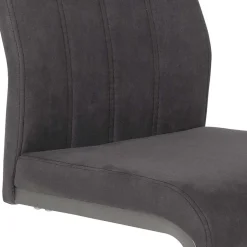 Wohnen Grauer Microfaser Stuhl mit Schwingfuß - Racelyn (Set)