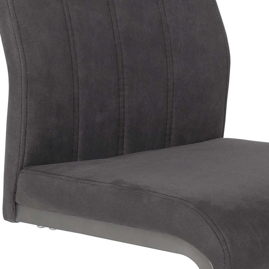 Wohnen Grauer Microfaser Stuhl mit Schwingfuß - Racelyn (Set)