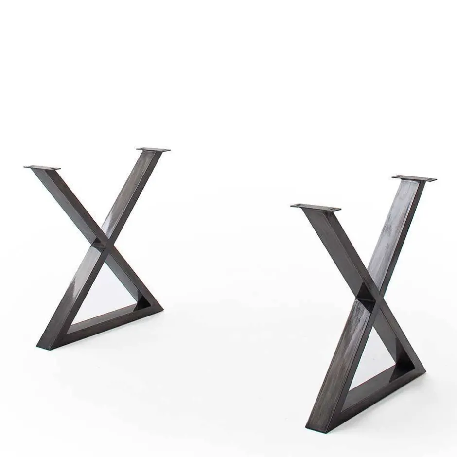 Grauer Naturkantentisch mit X-Beinen - Tyrelia^Wohnen Clearance