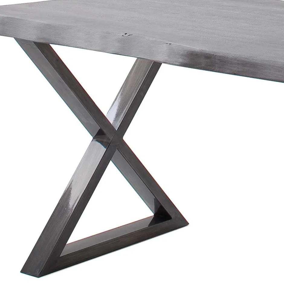 Grauer Naturkantentisch mit X-Beinen - Tyrelia^Wohnen Clearance