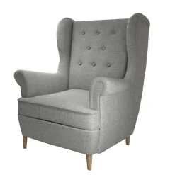 Wohnen Grauer Ohrenbackensessel im Skandi Design - Jagoz