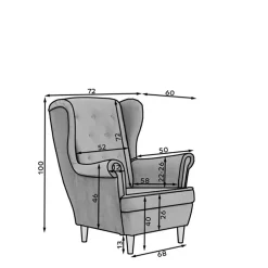 Wohnen Grauer Ohrenbackensessel im Skandi Design - Jagoz