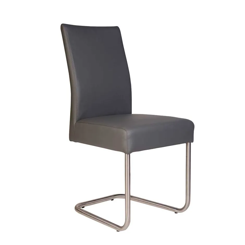 Wohnen Grauer Polsterstuhl mit Swing-Fuß - Motrilo (2er Set)