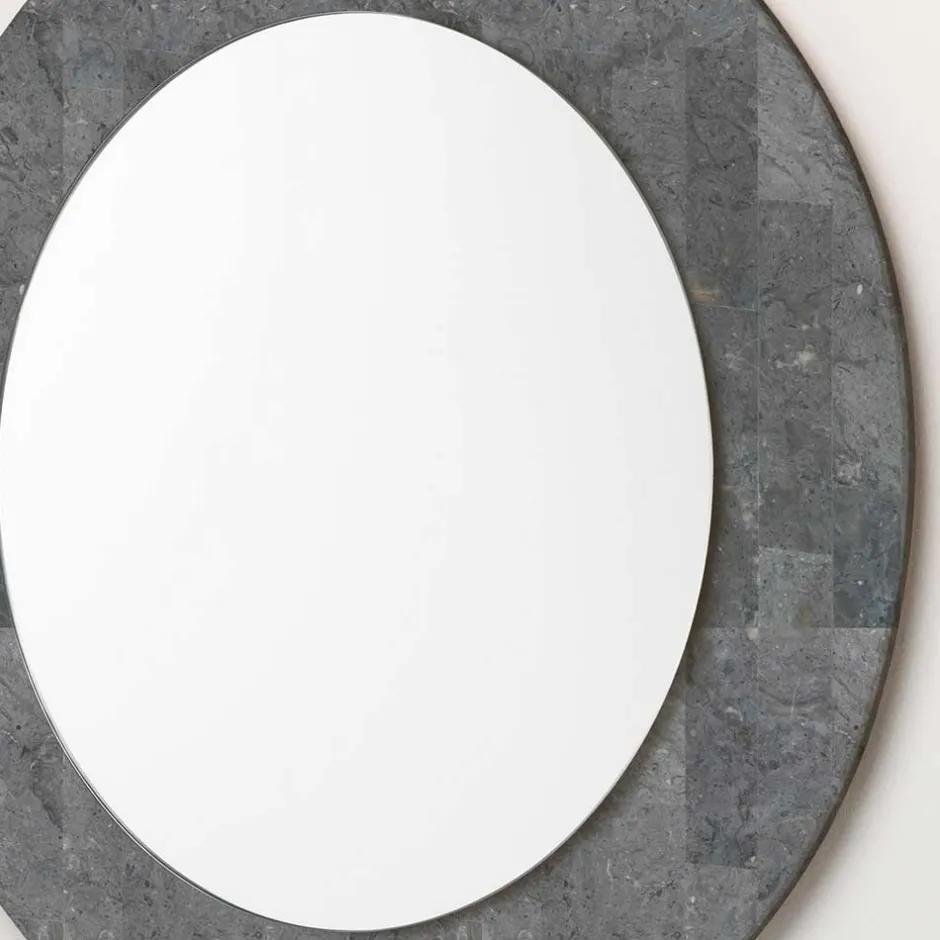 Wohnen Grauer Spiegel mit Rahmen aus Stein - Maratas