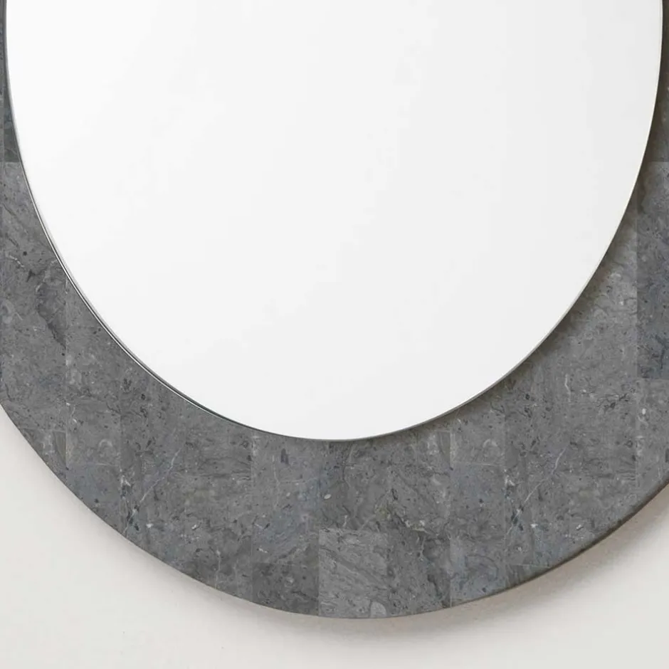 Wohnen Grauer Spiegel mit Rahmen aus Stein - Maratas