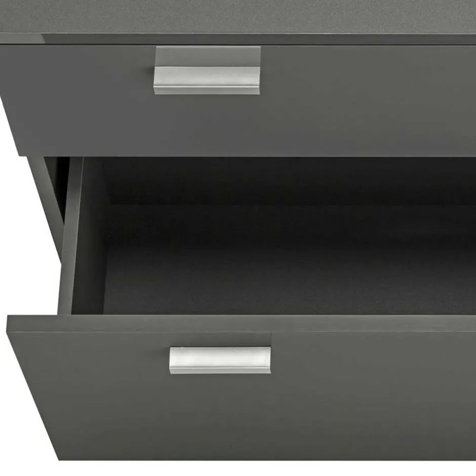 Grauer Unterschrank fürs Waschbecken Hochglanz - Ulivia^Wohnen